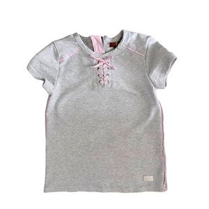 7 For All Mankind Light Heather grey tie front top